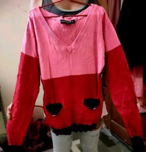 Pink Solid Color Monte Carlo Sweater