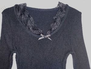Black Coquette Lace-Bow Top