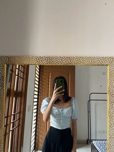 Na-kd Powder Blue Tie Knot Satin Top