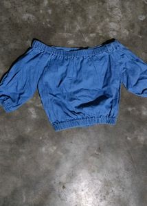 Off-Shoulder Denim Crop Top