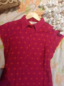 Pink And Orange 2 Layered Dress/Kurti, Size-XS