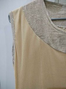 Cream Color Net Midi Dress