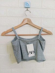 Gray Cropped Tank Top