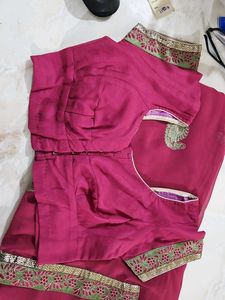 Elegant Pink Saree with Blouse
