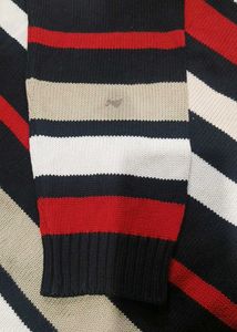 Striped V-Neck Pullover Sweater