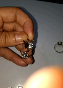Vintage Silver Tone Drop Earrings And Ring Set 8