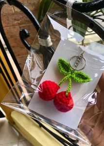 Crochet Cherry Keychain