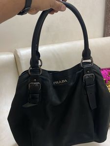 Prada Black Leather Tote Bag