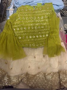 Girls Green &amp; White Dress