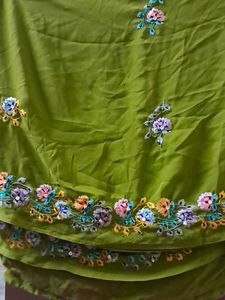 Olive Green Daily Use Saree with Blouse(36)