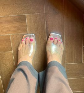 Zara Silver &amp; Clear Slide Sandals