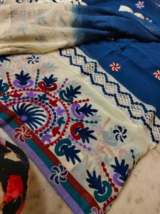kashmeri embroidery work saree with blouse
