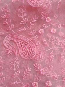 Pink Embroidered Net Saree