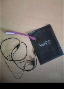Ubon wired earphones and usb led light.