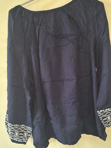 SALE Navy Embroidered Top