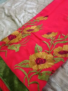 Elegant Pink Embroidered Saree