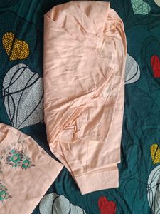 Elegant Embroidered Kurta Set Peach