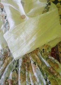 White &amp; Multi Colour Top 3 Fourth Sleeves