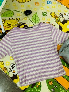 Striped Ribbed Tee Top
