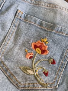 Embroidered Denim Skirt