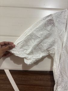 White Eyelet Puff Sleeve Dress