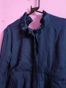 Elegant Navy Blue Long Sleeve Dress