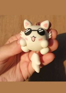 Gojo Cat Clay Charm Keychain 🤍