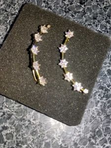 CZ Floral Ear Climber Earrings