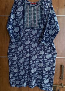 Floral Nevy Blue Kurti