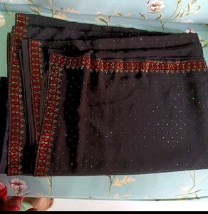 New Gorget Black N Red Stone Work Saree