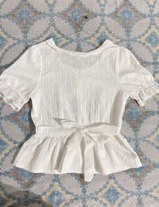 White Peplum Top
