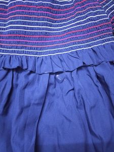 Off-Shoulder Smocked Navy Top