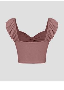ruffle crop top In Blush Pink Color
