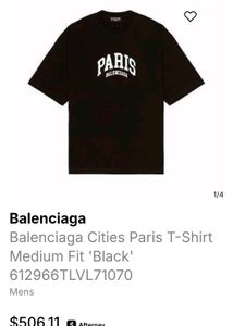 Balenciaga Cities Paris T-Shirt Medium Fit &#39;Black