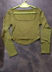Olive Green Long Sleeve Top