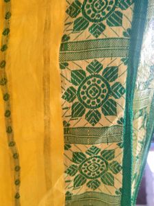 Taant Bengali Cotton Saree Bright Yellow