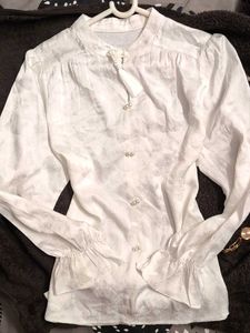 Mandarin Collar White Blouse