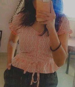 Pink Ruched Crop Top