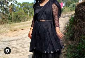 Elegant Black Net Overlay Dress
