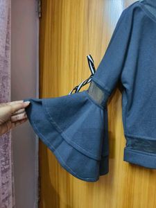 Grey Bell Sleeves Top