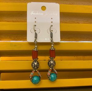 Boho Turquoise Buddha Beads Dangle Earrings
