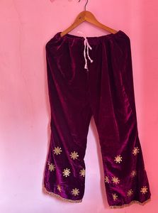 Purple Velvet Kurta Set