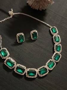 Green Stone Diamond Necklace