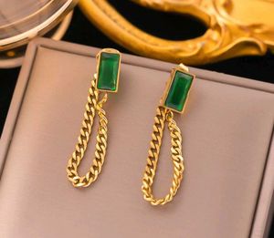 Emerald Chain Earrings