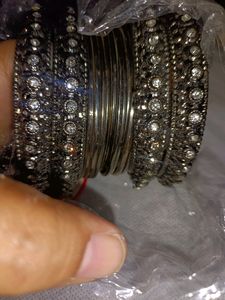Silver Oxidised Bangles Along With Four Kade