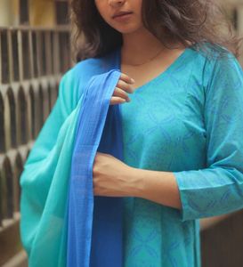 Blue anarkali suit set