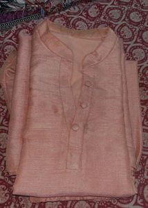 women peach colored linen straight kurta