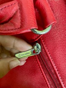 Pure Leather Red Handbag
