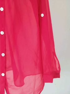 Sheer Pink Button-Down Top