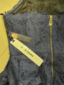 Navy Blue And Black Lace Peplum Dress